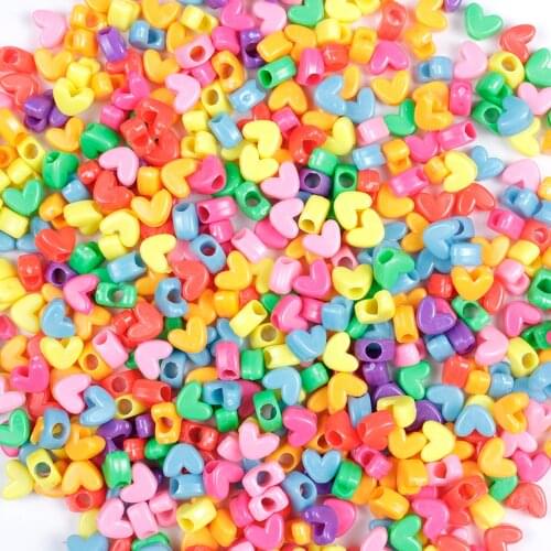 100/200/300Pcs/Lot Love Heart Shape Acrylic Beads Spacer Loose Beads For Jewelry Making DIY Handmade Bracelet Crafts Accessories