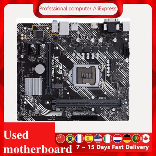 Used motherboard For Asus PRIME H410M-E Original Desktop Intel H410 H410M DDR4 Motherboard LGA 1200 i7/i5/i3 USB3.0 M.2 SATA3