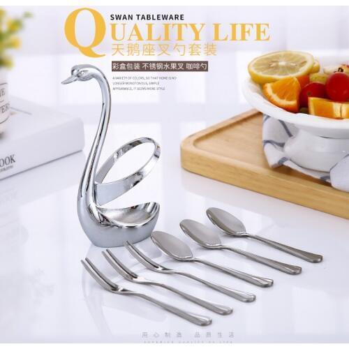 Free shipping Home Kitchen Storage Cutlery Holder Metal Swan Seat Fork Spoon Tableware Racks Kitchen Organizer Accessories