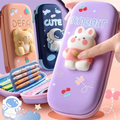 Pencil Cases For Boys Large Kawaii Stationery School Supplies 2021 Estuches Astronaut Pencil Box School Case 3 Compartments