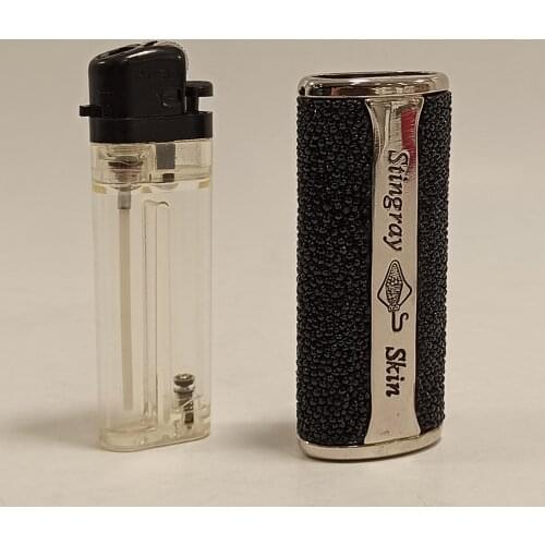 Lighter Case Real Genuine Leather Exotic Stigray Fish Skin Gift Box Protector Storage Gas Lighter Cover Cigarette Accessories