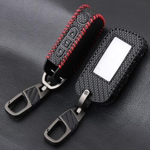 New Carbon Leather Case For Starline A93 A63 A96 Car 2 Way Alarm Remote Sensor Control LCD Keychain Cover Car Styling