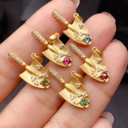 Pure Natural Brazilian Tourmaline Pendant 925 Silver Ladies Necklace A variety of colors for you to choose