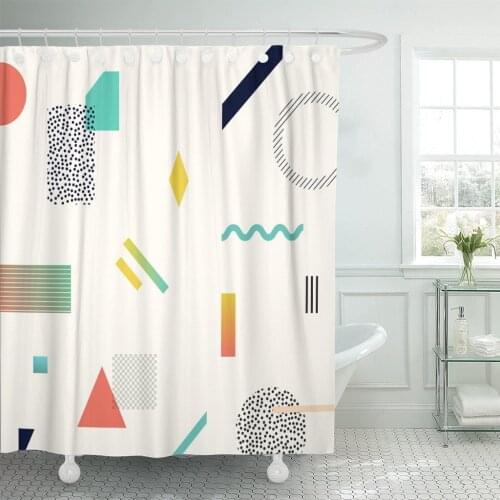 Colorful Abstract Chaotic Geometry Minimal Futuristic Suitable for Collage Shower Curtain Waterproof Polyester Fabric 72 x 78