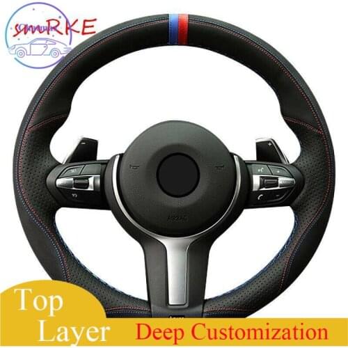 For BMW F13 M6 F85 X5 M F86 X6 F33 Black Suede Leather Car Steering Wheel Cover anti-slip for all season comfortable touch
