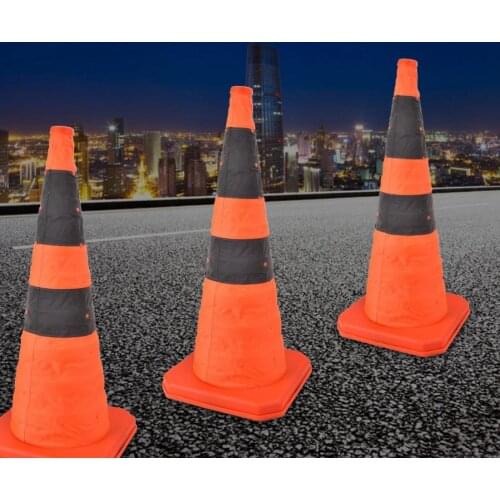 70cm Road Traffic Collapsible Road Cones With Reflective Strip Safety Collapsible Road Cones road sign