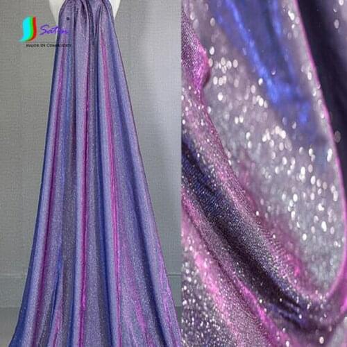 Dreamly Colorful Gradient Reflective Laser Glitter Fabric Party Celebration Handmade DIY Adult Baby Wedding Dress Skirt Fabric