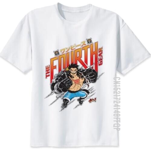 One Piece Fourth Gear T Shirt Men Summer TShirt 100% Cotton Fashion O Neck Tops Tees Luffy 4th Pirate King Streetwear Harajuku
