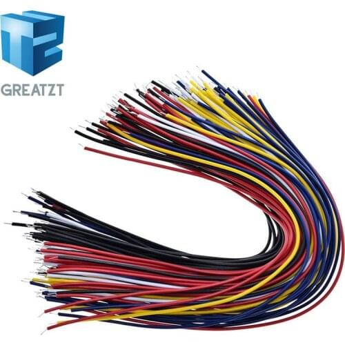 GREATZT 100PCS 20CM Color Flexible Two Ends Tin-plated Breadboard Jumper Cable Wires