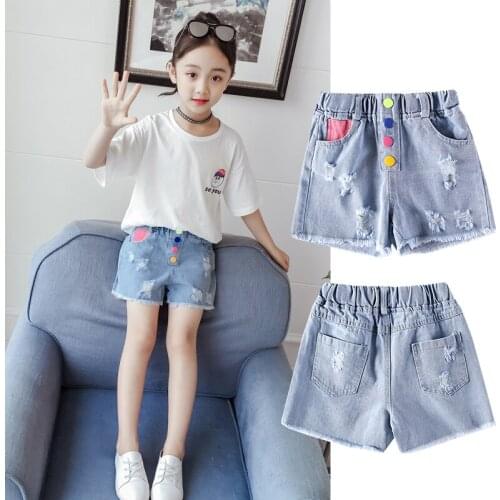 Girls Cotton Denim Jeans Shorts Girls Children Thin Soft Trousers Jeans Kids Children Casual Clothes Clothing