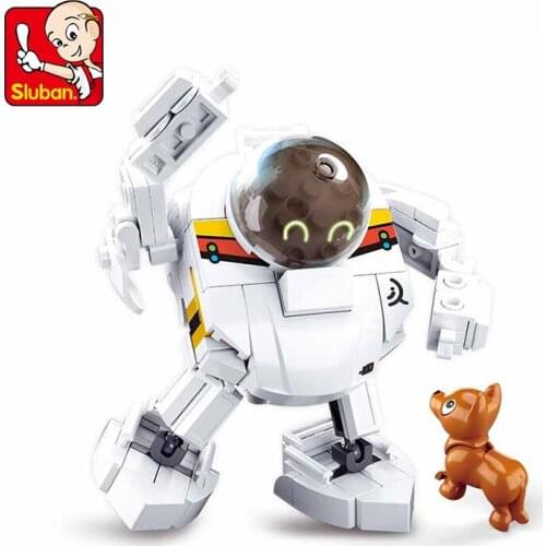 Sluban Robot And Dog Q Version Exercise Brain Building Block Model Toy Lovely Little Doll Toy Leisure Puzzle DIY Childrens Gift