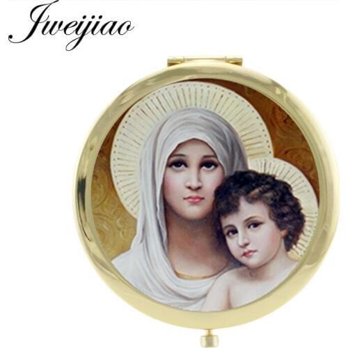 JWEIJIAO The Birth of the World Classic Painting Venus Round metal glass cabochon Folding Double Sides pocket mirror VM32