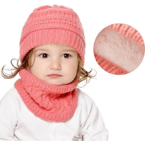 2 Pcs Baby Hat And Scarf Set Winter Warm Caps For Boys Kids knitted cap Newborn Hat Baby Beanies Cap Set Baby H242S