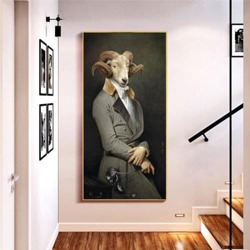 Goat Creative Animal Oil Painting Print Canvas Art Posters And Prints Nordic Retro Art Picture Living Room Earl