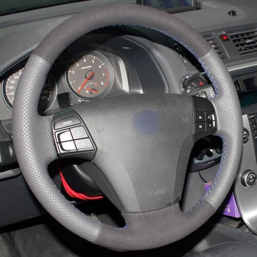 Top Leather Steering Wheel Hand-stitch on Wrap Cover For Volvo C70