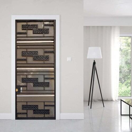 Creative 3D Door Sticker Fashion Art Iron Gate DIY Home Decor Decals Wallpaper Waterproof Mural For Bedroom Door Renovation