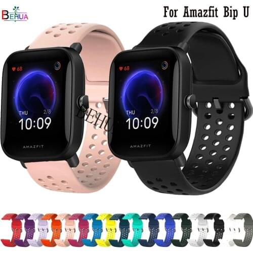 BEHUA 20mm soft Silicone WatchBand For Xiaomi Huami Amazfit Bip U / S /lite Strap Replacement Bracelet WristStrap Wristband belt