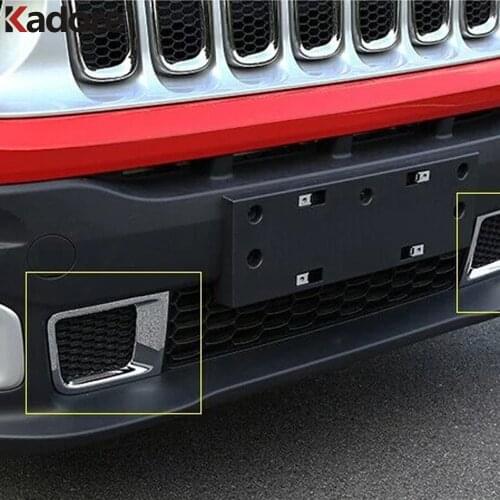 For Jeep Renegade 2014 2015 2016 2017 2018 2019 ABS Chrome Front Bumper Air Flow Grille Cover Trim Strips Exterior Accessories