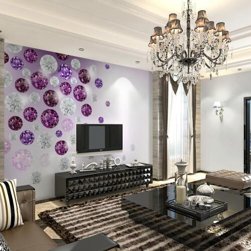 3d Photo Wall Mural Papel Wall paper 3d Murals 3d Stereo Purple Diamond Mural Wallpaper for TV Background Living Room