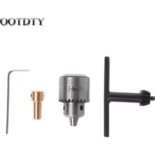 OOTDTY 4x Micro Motor Drill Chuck Clamp 0.3-4mm With Key 3.17mm Shaft Connecting Rod DORP SHIPPING