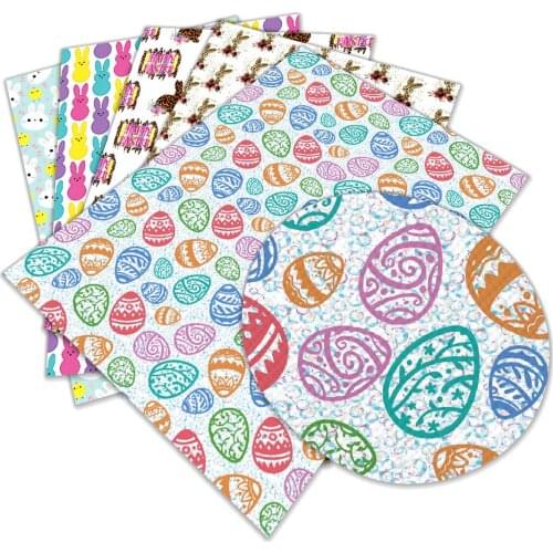 Easter Egg Bunny Synthetic Leather Fabric for Bows DIY Craft Faux Leather Fabric Sheets Leatherette Fabric A4 22*30CM