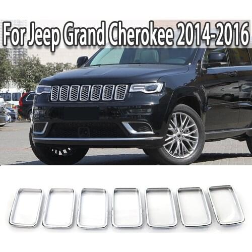 K-Car 7 Pcs/Set ABS Front Insert Racing Grilles Black Vent Hole Trim Ring Cover For Jeep Grand Cherokee 2014-2016