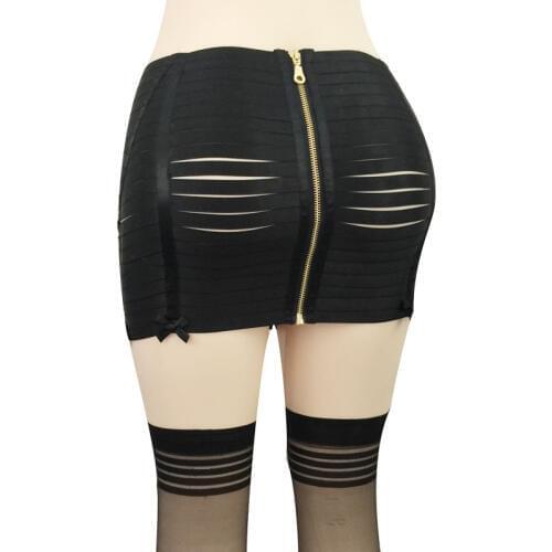 Sexy Hip Package Harness Dress Goth Bodysuit Bondage Lingerie Leg Garter Women Tights Dress With Zipper Pole Dance Dress