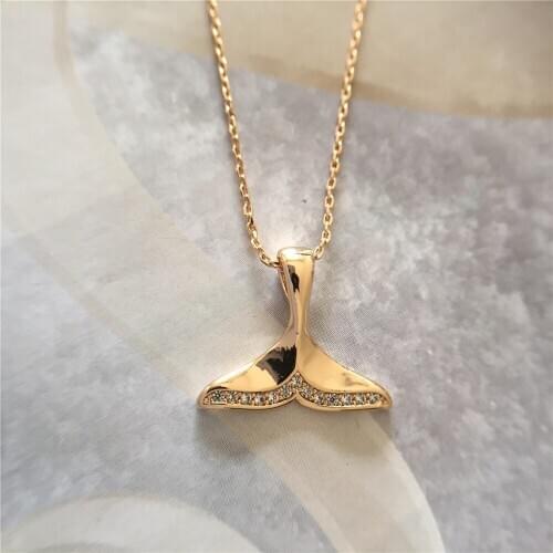 Lovely Sweet Gold Color Plating Whale with Clear CZ Zircon Paving Pendant Necklace for Women Delicate Jewelry Gift Accessory