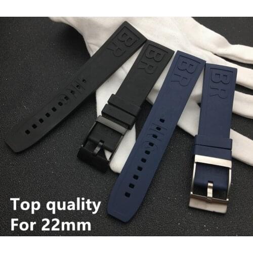 New Caoutchouc Rubber silicone watch band 22mm Black Dark Blue Watchband Bracelet For navitimer/avenger/Breitling strap logo on