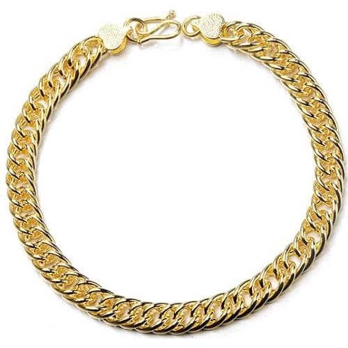 Luxury 18k Gold Bracelets for Wen Classic Width Chain Bracelet for Men Women Jewelry Gift bijoux femme Chain & Link Bracelets