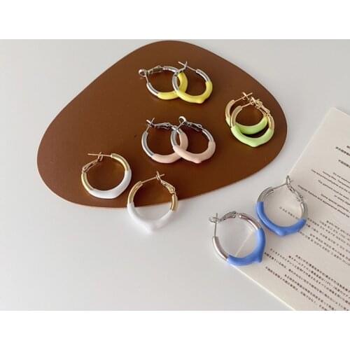 SRCOI New Design Enamel Small Hoop Earrings Boho Ethnic Multicolor Geometric Circle Earring For Women Party Jewelry Accessories