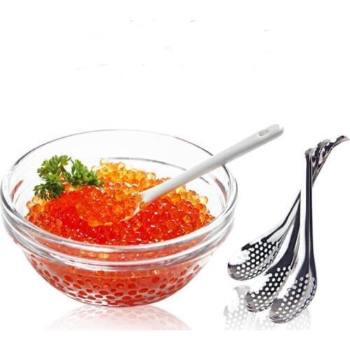 Stainless Steel Caviar Strainer Spoon Molecular Mixologist Slotted Bar Spoon Spherification Spoons LX7644