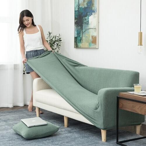 1/2/3/4 Seater Universal Sofa Slipcover Nordic Style Solid Color Knitted Elastic Case Corner Cover Home Living Room Decor