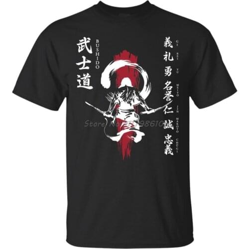 Fan Samurai Warrior Japanese The Seven Virtues Of Bushido New Short Sleeve Men Fashion Men Round Neck Cotton T Shirt