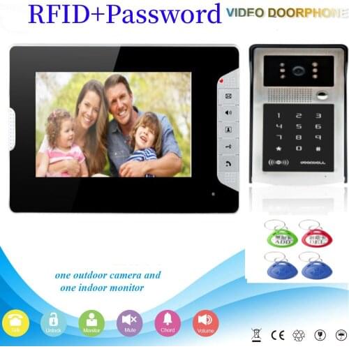 Video Intercom 7 Inch Monitor Video Door Phone Doorbell Intercom System +Wired Fingerprint RFID Password IR Camera Home Security