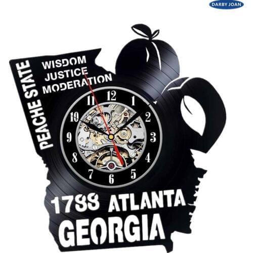 Georgia Gift USA States City Vinyl Record Clock Wall Decoration Modern Vintage Art Room