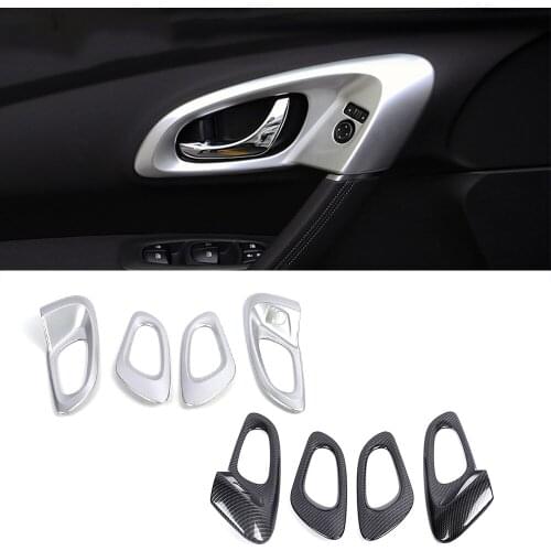 For Renault Kadjar 2015-2019 Inner Door Handle Bowl Cover Door Clasp Trim Interior Mouldings Carbon Fiber Printed Matte Silver