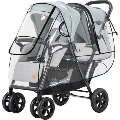 Twins Stroller Rain Cover Stroller Protection Waterproof Baby Pushchairs Trolley Carriage Double Stroller Accessories Wind Dust