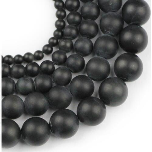 YHBZRET Natural Stone Matte Obsidian Round Spacer Loose Beads For Jewelry Making 4/6/8/10/12mm DIY Bracelet&Necklace accessores