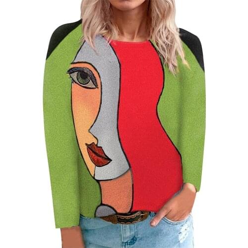 Cartoon Print Plus Size Woman Blouses Halloween Long Sleeve Womens Tunic Fashion Pullovers Vintage Oversize Tops Blusas