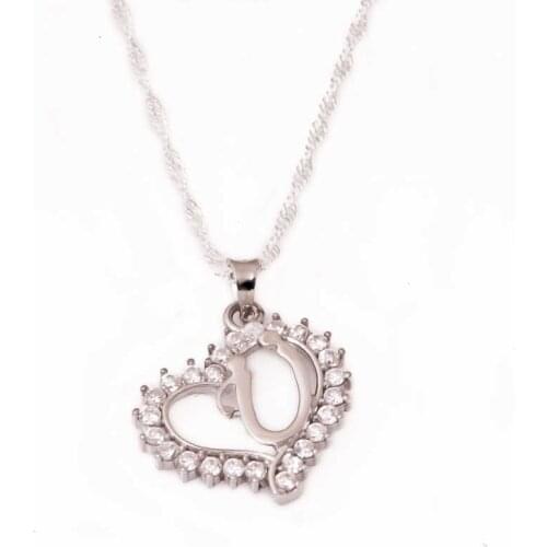 Silver RODUCT Letter Heart Women Necklace