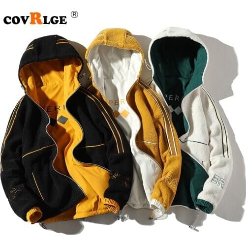 Winter Jacket Coat Men White Autumn Men Coat New Trend Casual Hooded Sportswear Mens Jacket Double-sided Lamb Fur Coat MWM099