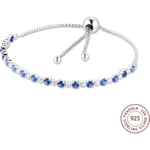 Link Chain Bracelet Femme 925 Sterling Silver Sparkling Slider Bracelets for Women Fashion Jewelry DIY Accessories Bijoux