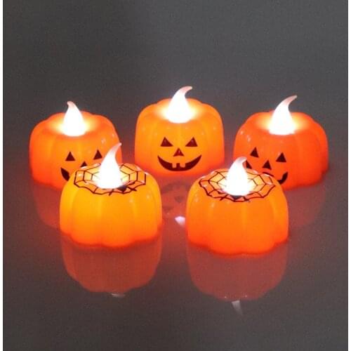 12pcs Pumpkin Candle Light Halloween Party Supplies LED Lights Lantern Lamp Ornaments Props Halloween Decorations for Home