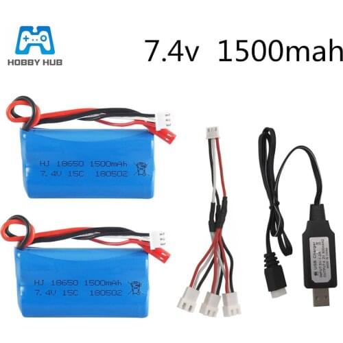2/3pcs 7.4 V 1500 mah power lipo battery and USB/3in1 cable for Huanqi 957 948 RC Boat WLtoys 12428 MJXRC F45 Helicopter parts