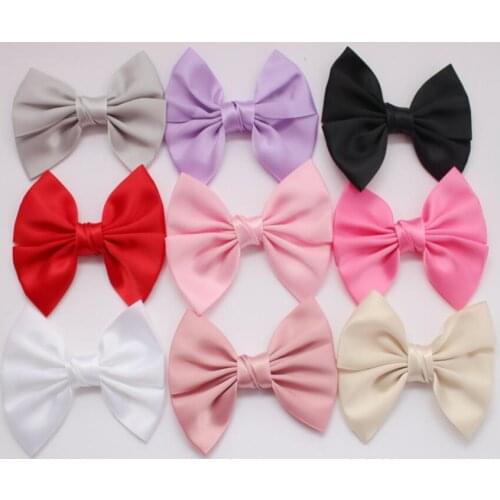 60Pcs/ 11Colors 4.0" Vintage Large Satin Bows Baby Hair Bows Lace Hair Bow For Headband Hair Clips Mauve/cream/pink 11 Colors