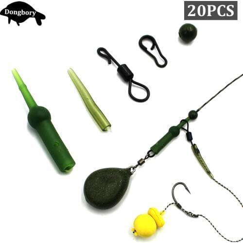 25Pcs Carp Fishing Accessories Chod Heli Rig Buffer Sleeve Anti Tangle Sleeves Rubber Bead Rolling Swivel Clip Carp Fishing Tool
