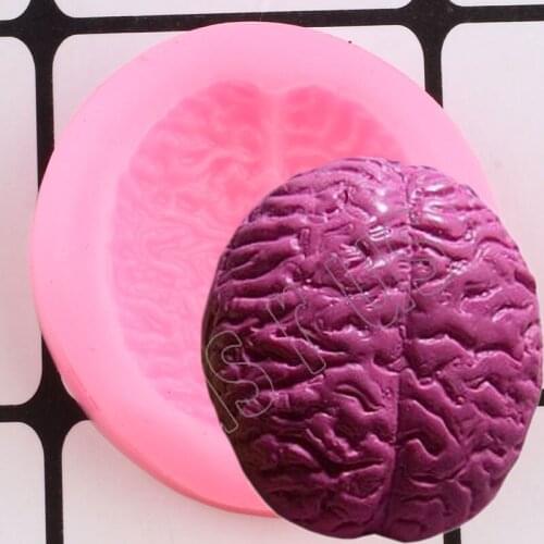 Halloween 3D Brain Silicone Mold Cupcake Topper Fondant Cake Decorating Tools Chocolate Gumpaste Mould Candy Clay Resin Molds