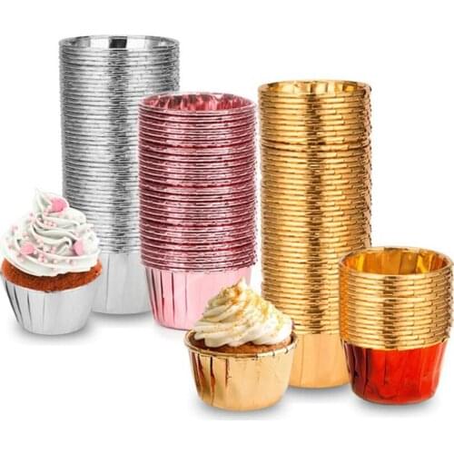 50pcs Golden Muffin Cupcake Paper Cup Oilproof Cupcake Liner Baking Cup Tray Case Wedding Party Caissettes Cupcake Wrapper Paper
