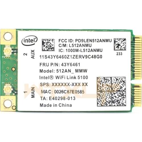 5100AGN 512AN_MMW Wireless 2.4G 5G 300Mbps Mini PCI-E WIFI LAN CARD for Lenovo Y450 Y450A G450 G450L G450A G450LX K29 INTEL 5100